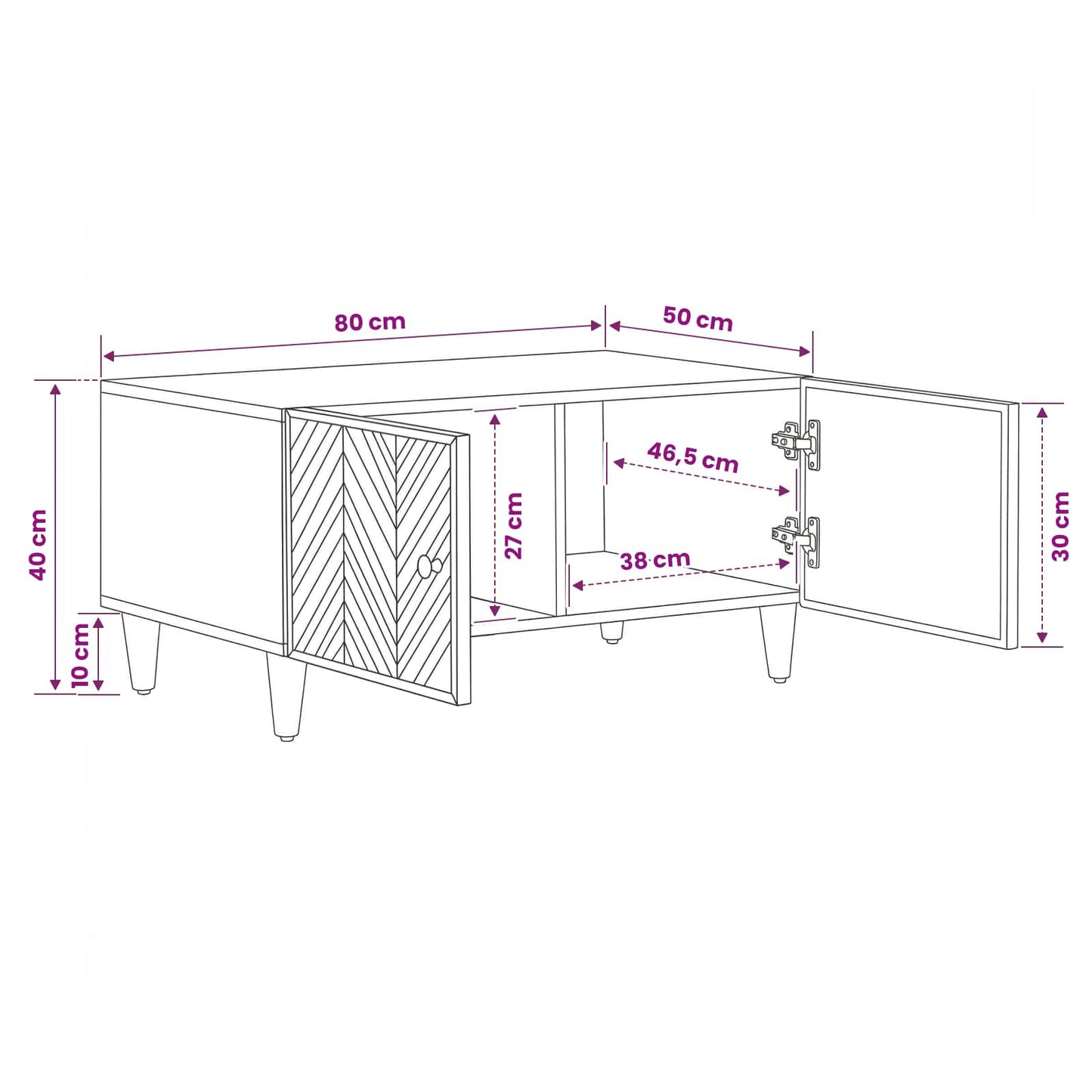 Dohányzóasztal Barna 80 x 50 x 40 cm Tömör Mangófát
