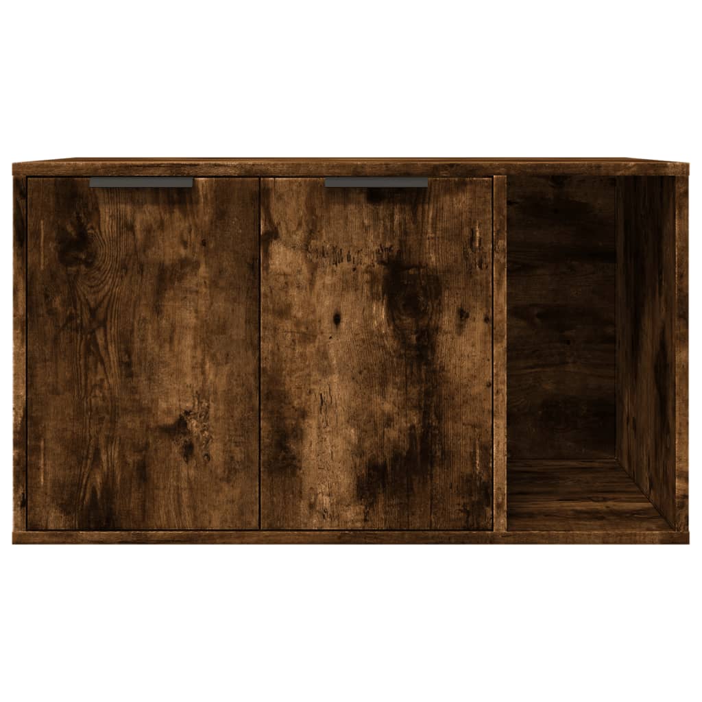 füstös tölgy színű szerelt fa macskaalomdoboz 80 x 50 x 45 cm