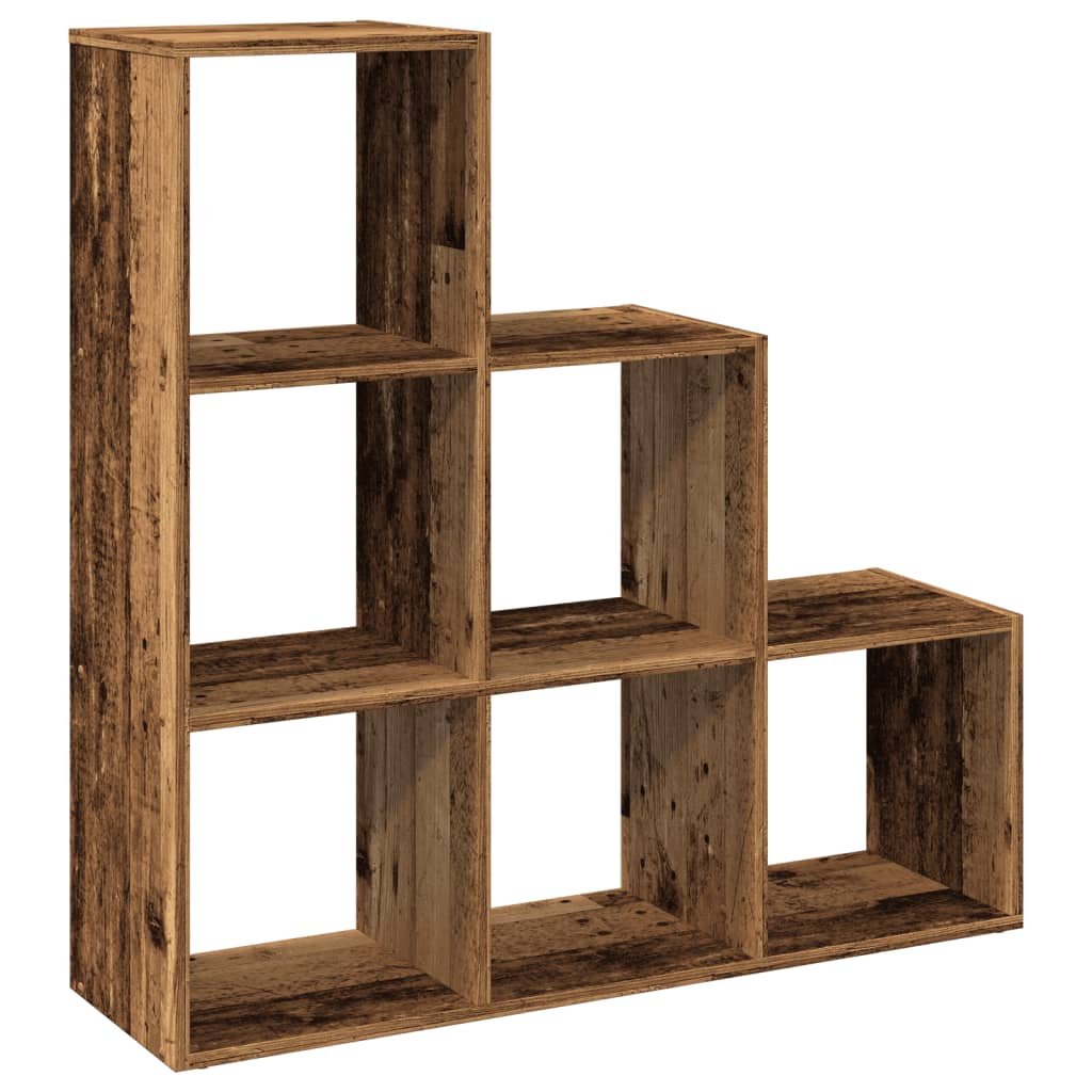  3 szintes antik fa színű fa elválasztó könyvespolc 99x29x99 cm