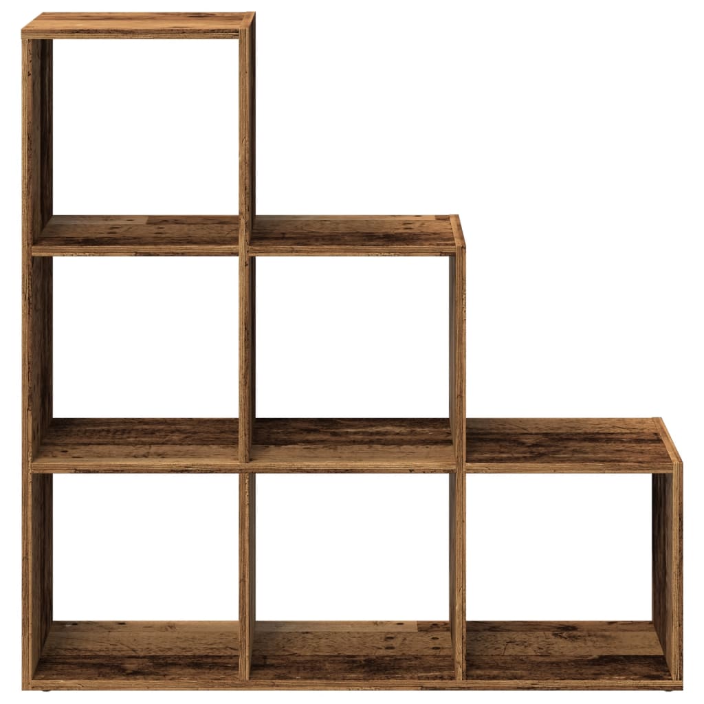  3 szintes antik fa színű fa elválasztó könyvespolc 99x29x99 cm