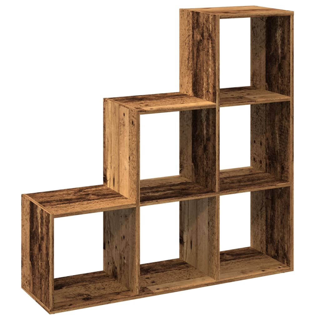  3 szintes antik fa színű fa elválasztó könyvespolc 99x29x99 cm