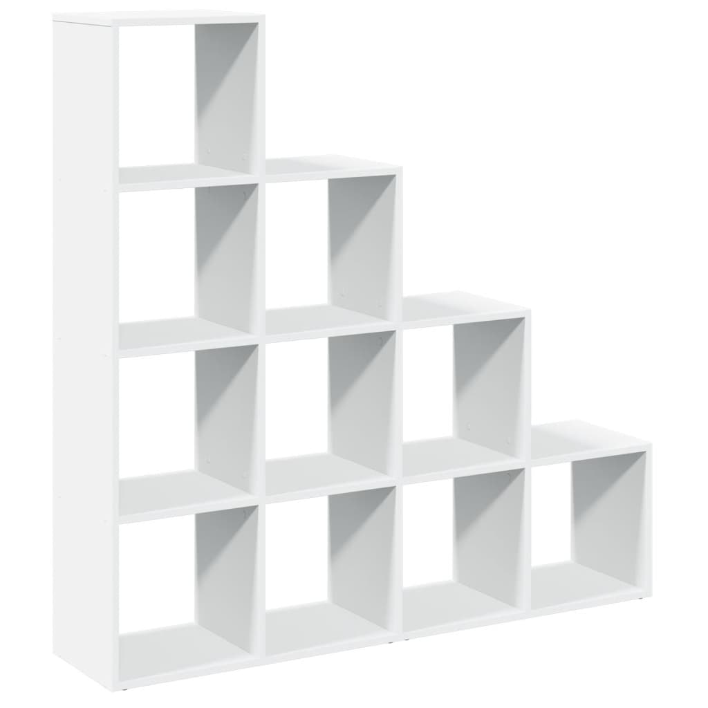 4 szintes fehér fa elválasztó könyvespolc 131,5 x 29 x 131,5 cm