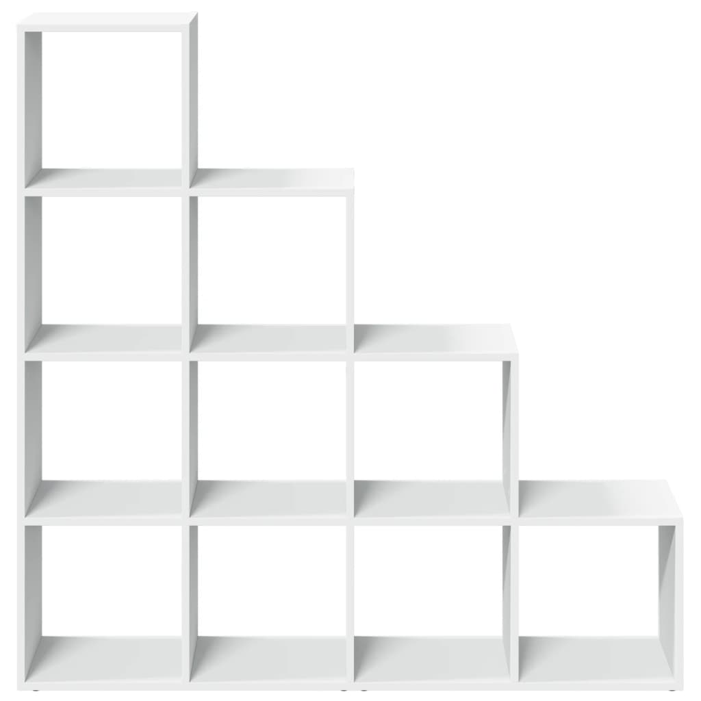 4 szintes fehér fa elválasztó könyvespolc 131,5 x 29 x 131,5 cm