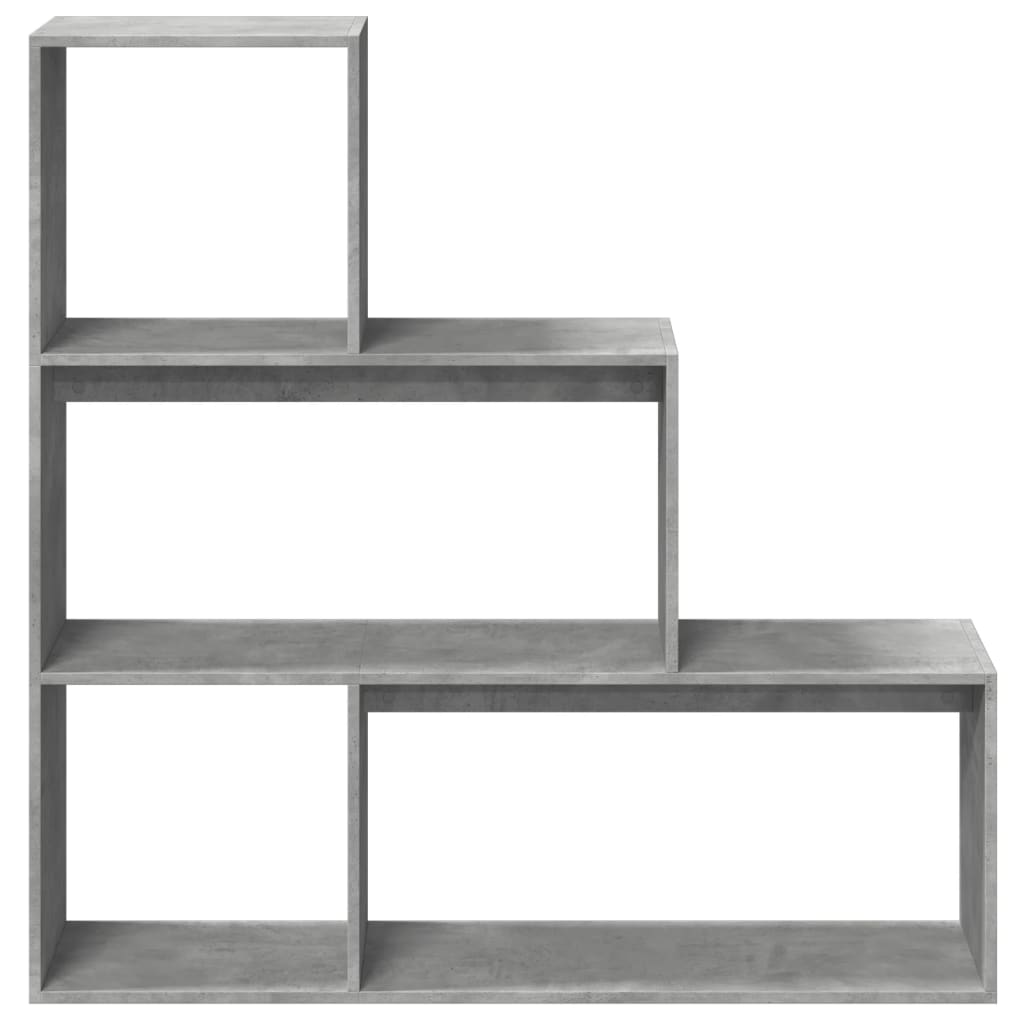3 szintes betonszürke fa elválasztó könyvespolc 123x29x123 cm