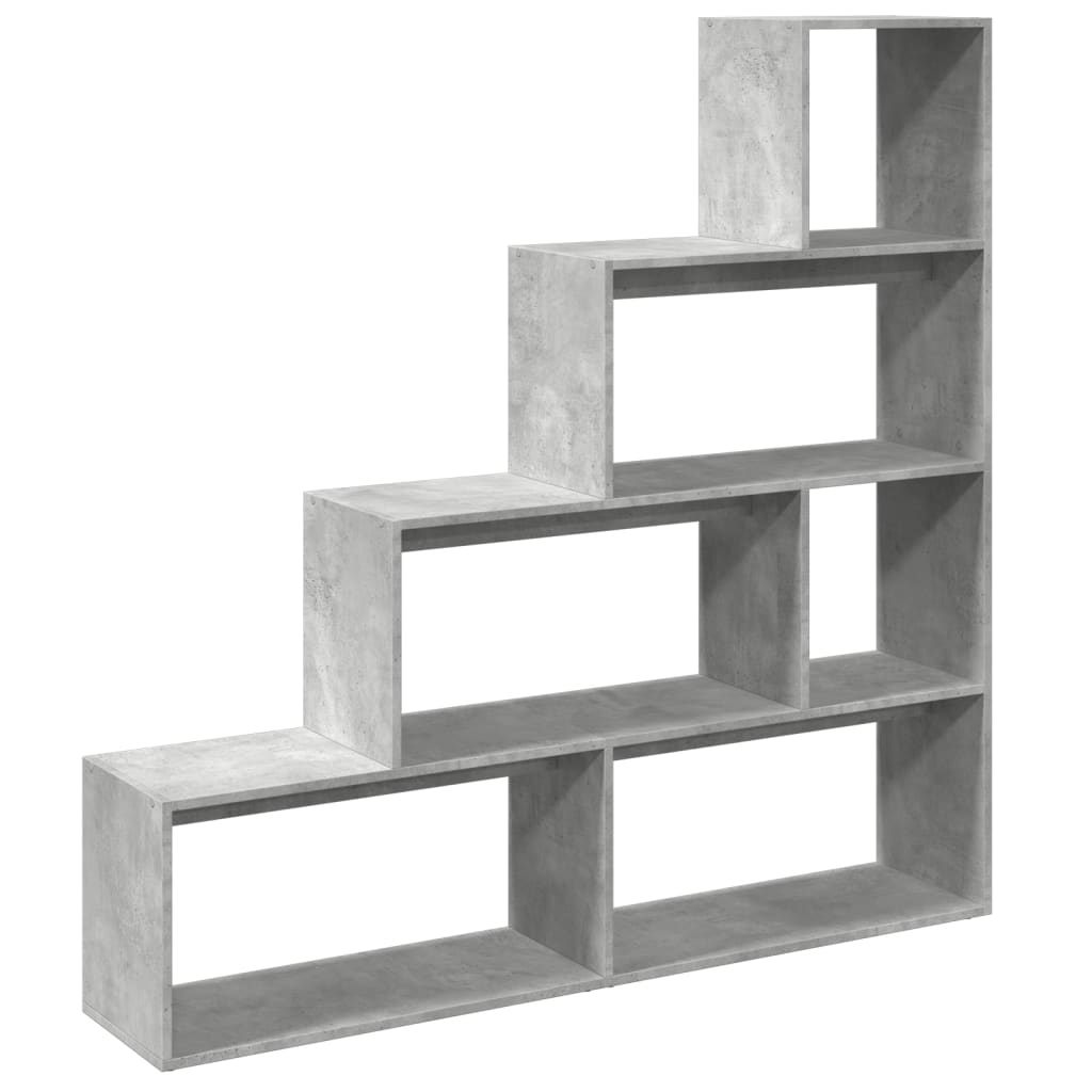 4 szintes betonszürke szerelt fa könyvespolc 143,5x29x143,5 cm