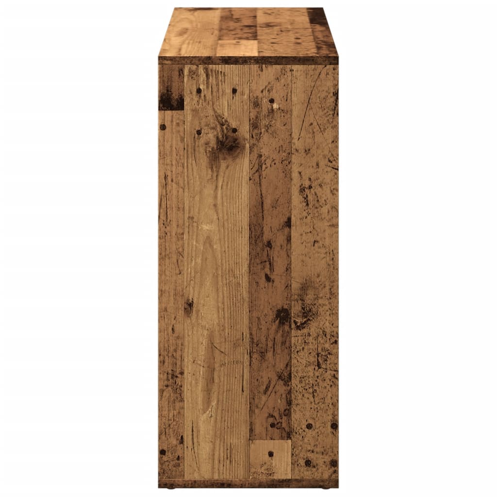 antik fa színű fa térelválasztó könyvespolc 69,5x29x69,5 cm