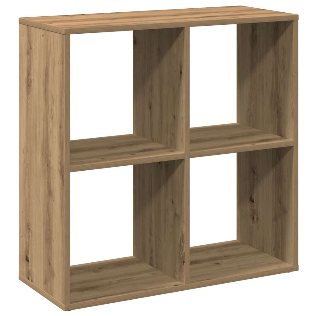 kézműves tölgy színű fa elválasztó könyvespolc 69,5x29x69,5 cm