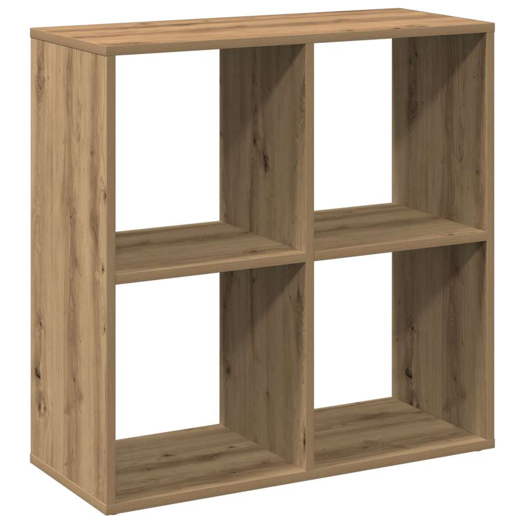 kézműves tölgy színű fa elválasztó könyvespolc 69,5x29x69,5 cm