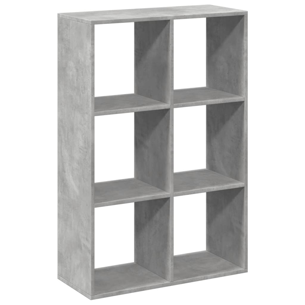 betonszürke szerelt fa elválasztó könyvespolc 69,5x29x103,5 cm