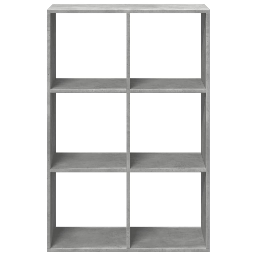 betonszürke szerelt fa elválasztó könyvespolc 69,5x29x103,5 cm