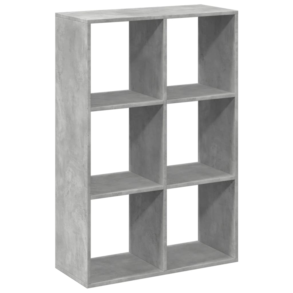 betonszürke szerelt fa elválasztó könyvespolc 69,5x29x103,5 cm