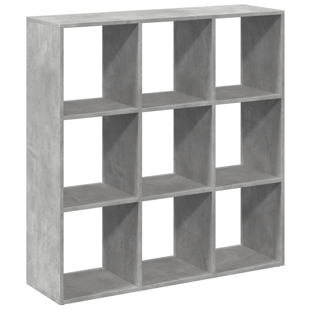 betonszürke szerelt fa elválasztó könyvespolc 102x29x103,5 cm