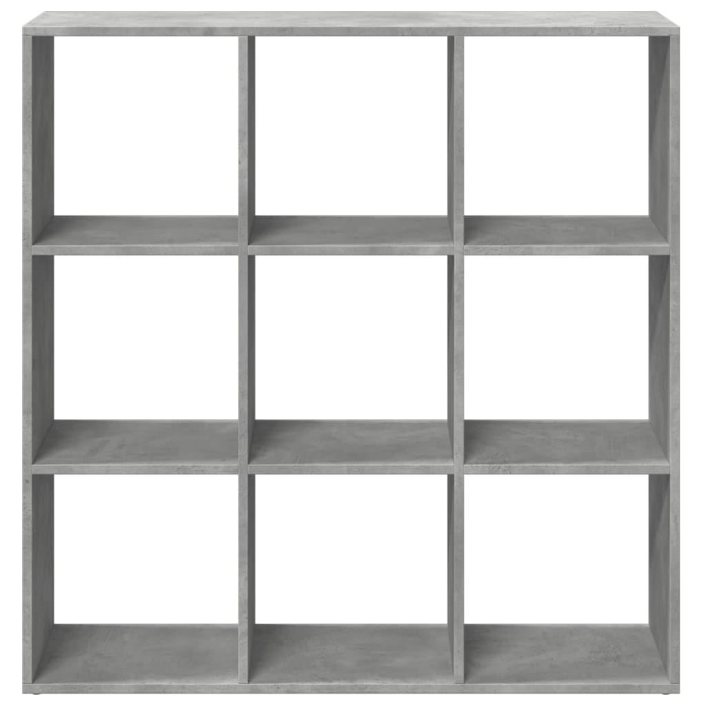 betonszürke szerelt fa elválasztó könyvespolc 102x29x103,5 cm