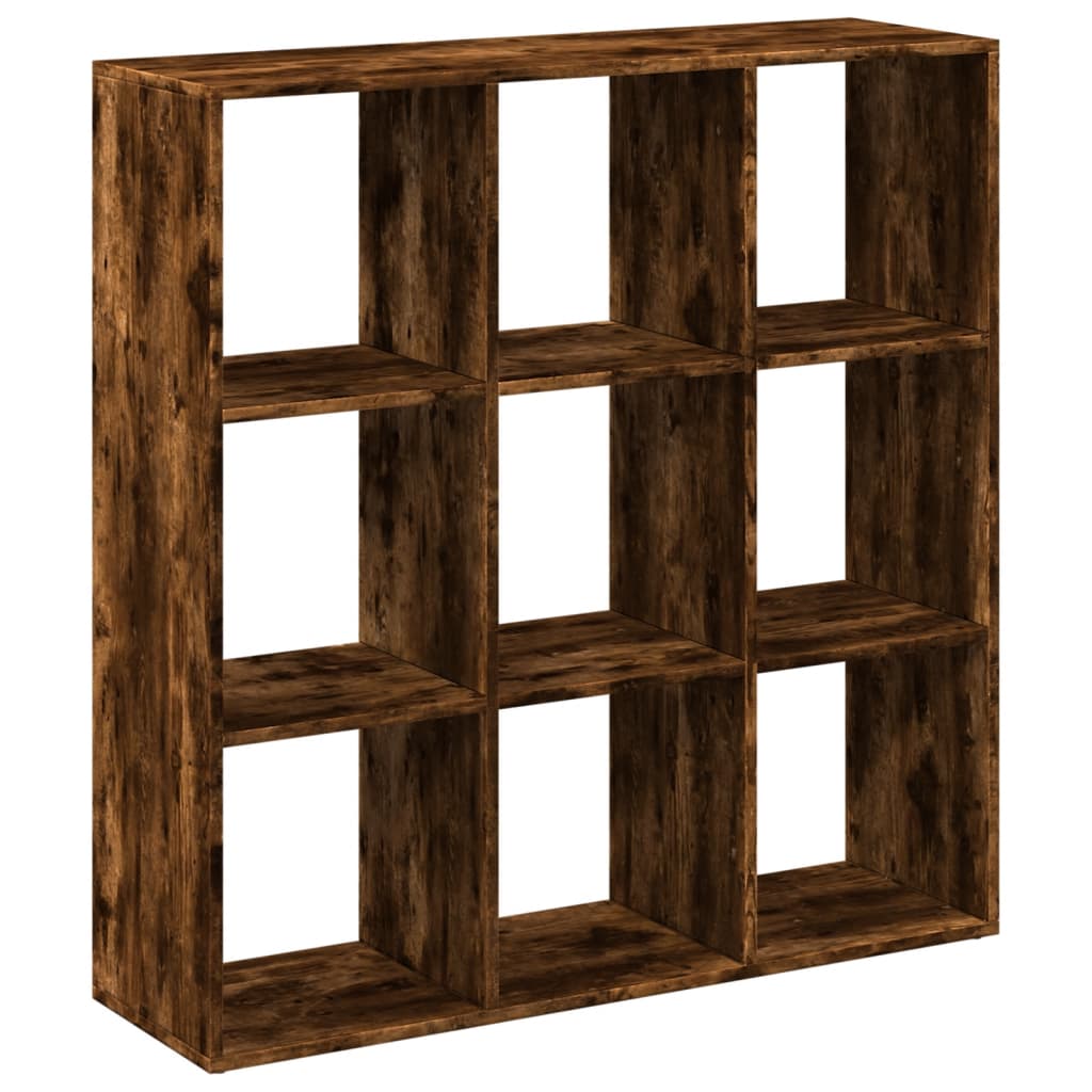 füstös tölgy szerelt fa elválasztó könyvespolc 102x29x103,5 cm