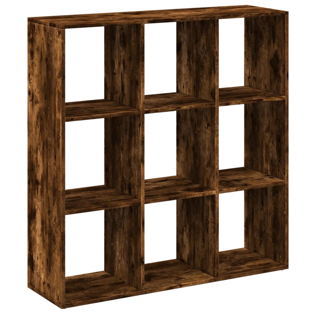 füstös tölgy szerelt fa elválasztó könyvespolc 102x29x103,5 cm