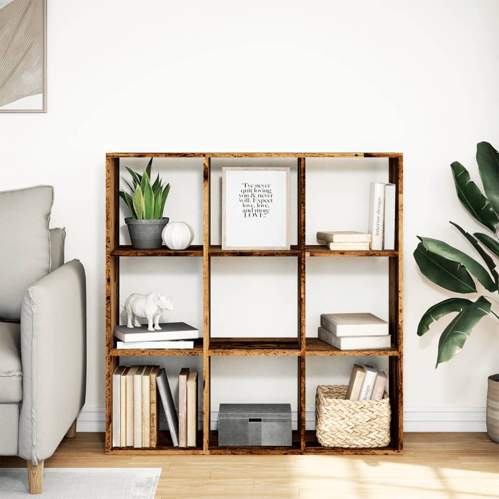 antik fa színű fa térelválasztó könyvespolc 102x29x103,5 cm