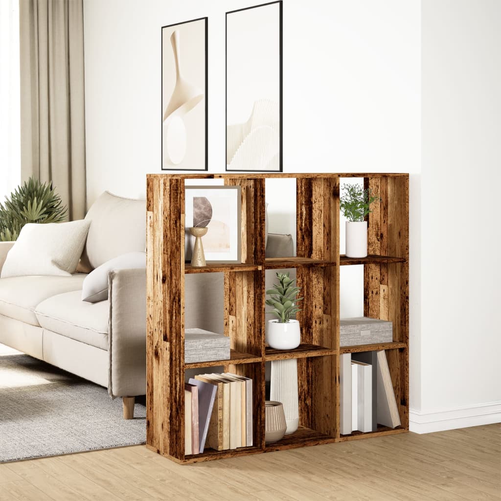 antik fa színű fa térelválasztó könyvespolc 102x29x103,5 cm
