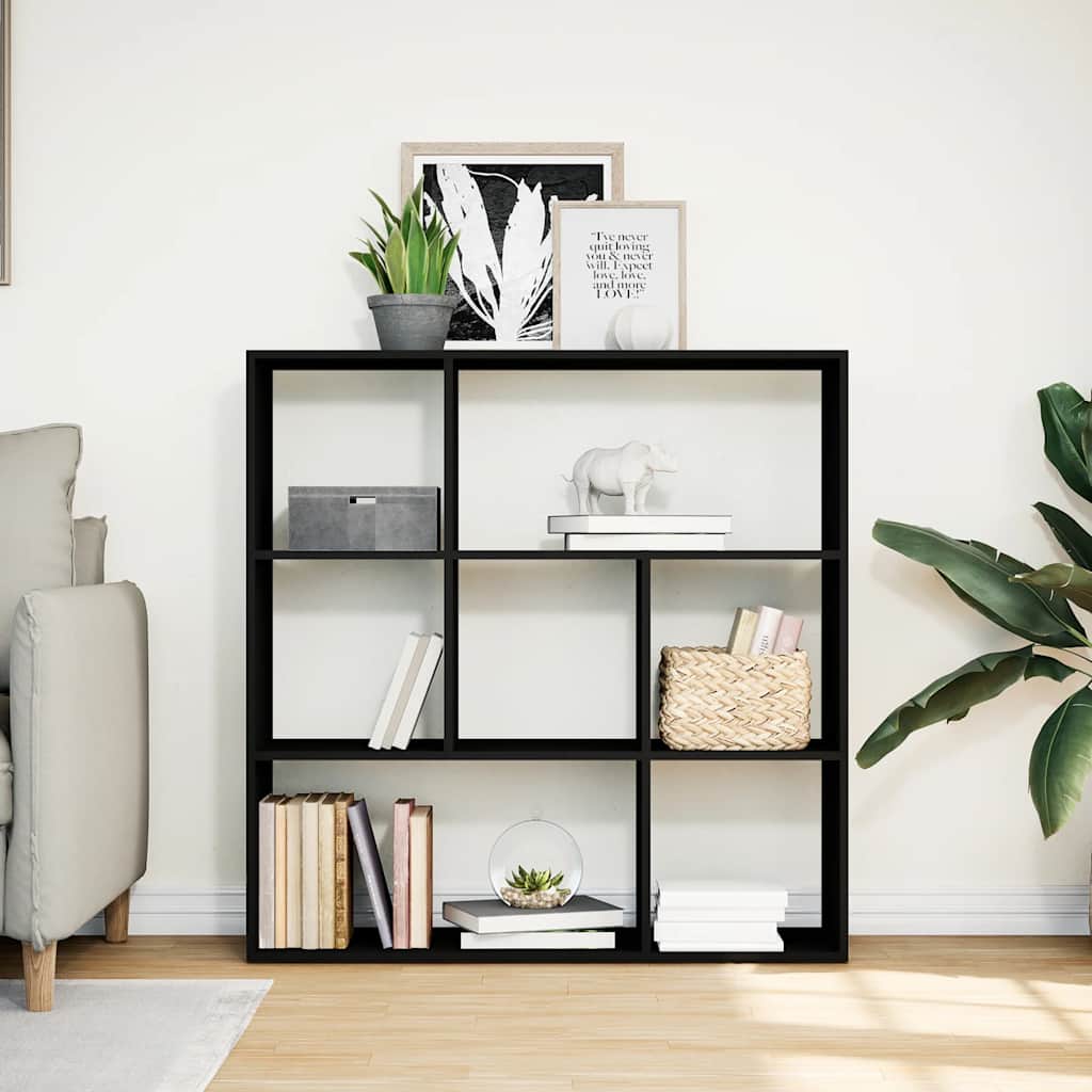fekete szerelt fa térelválasztó könyvespolc 102x29x103,5 cm