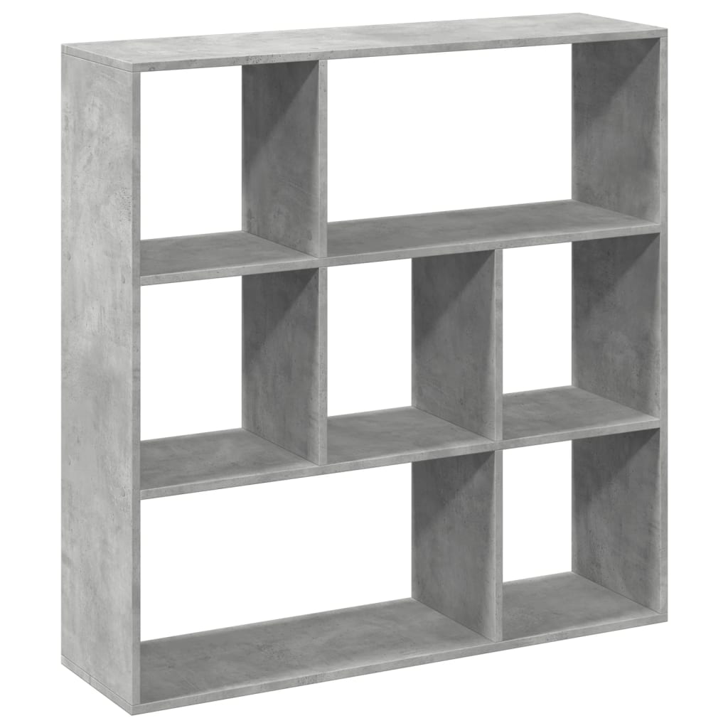 betonszürke szerelt fa elválasztó könyvespolc 102x29x103,5 cm