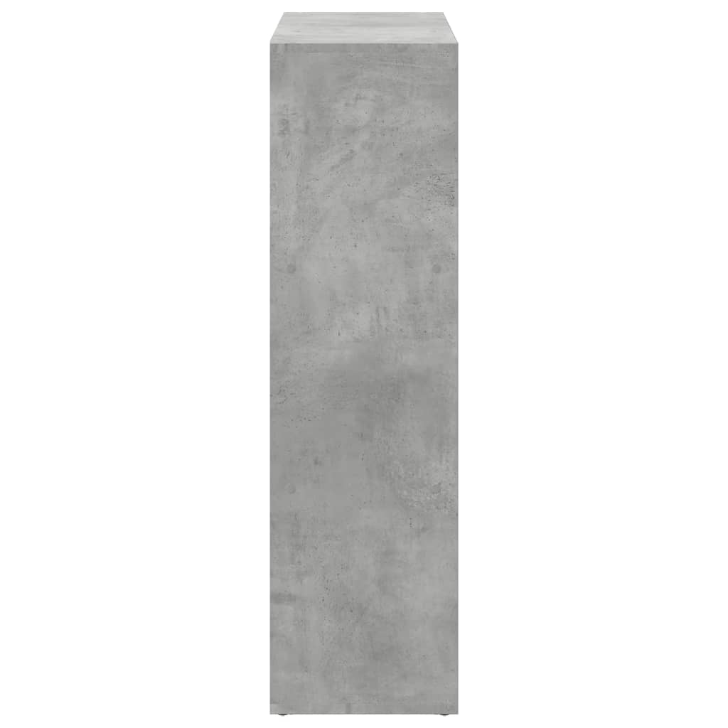 betonszürke szerelt fa elválasztó könyvespolc 102x29x103,5 cm