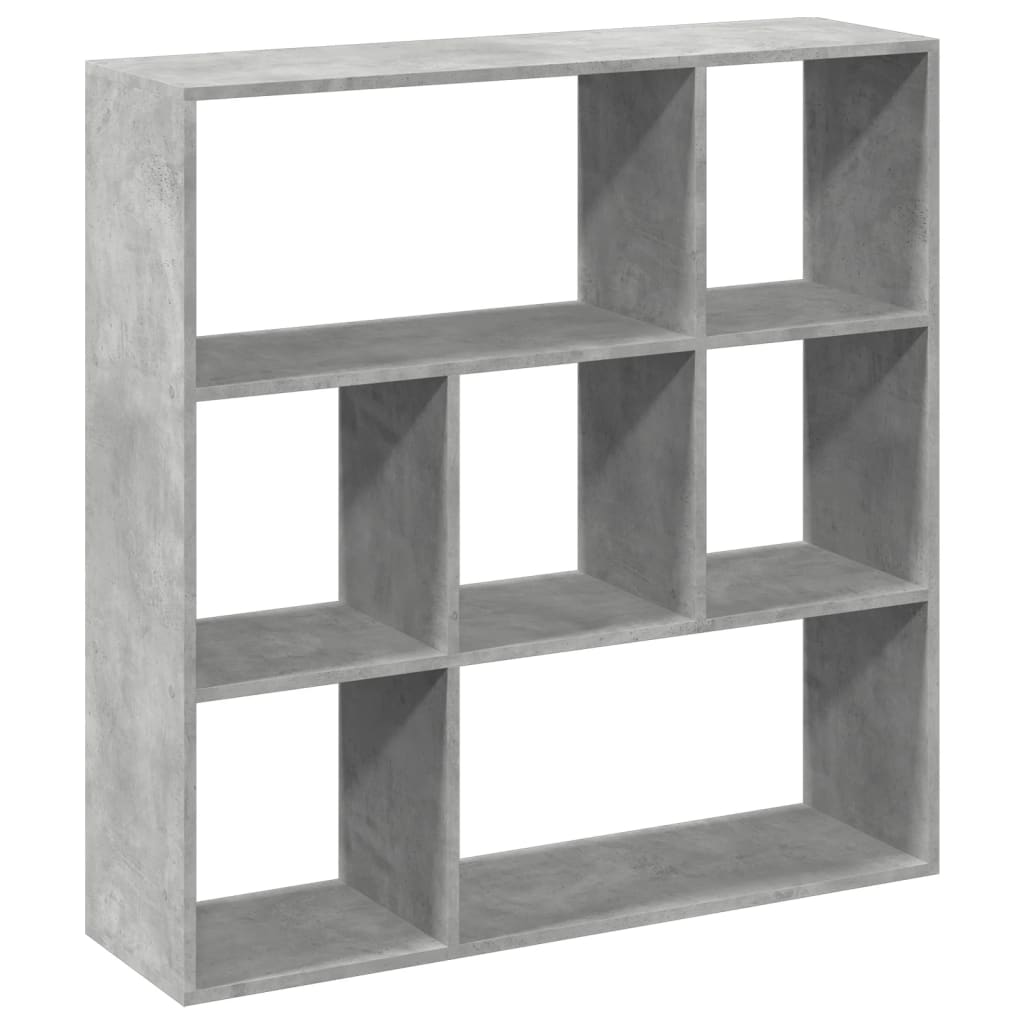 betonszürke szerelt fa elválasztó könyvespolc 102x29x103,5 cm
