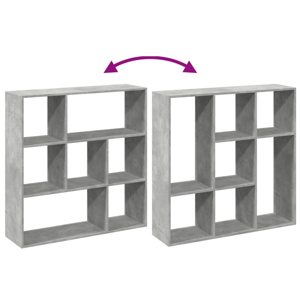 betonszürke szerelt fa elválasztó könyvespolc 102x29x103,5 cm