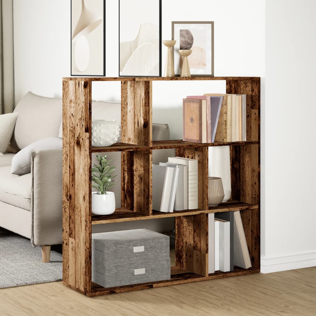 antik fa színű fa térelválasztó könyvespolc 102x29x103,5 cm
