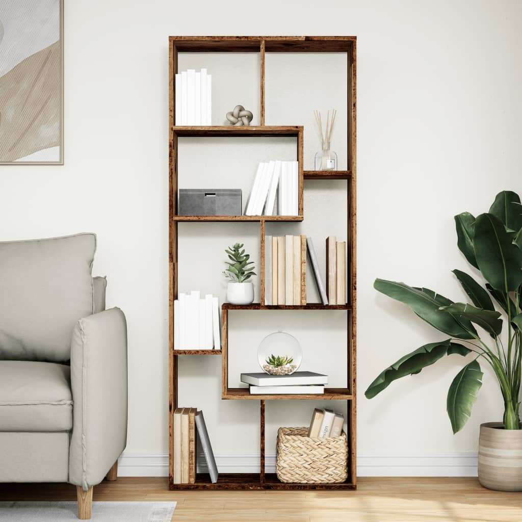 antik fa színű fa térelválasztó könyvespolc 67 x 25 x 161,5 cm