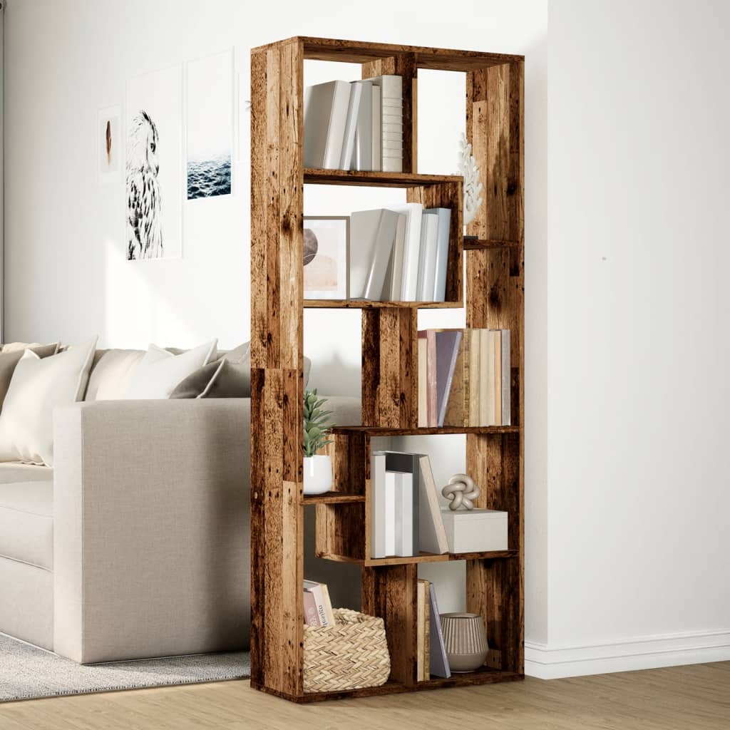 antik fa színű fa térelválasztó könyvespolc 67 x 25 x 161,5 cm