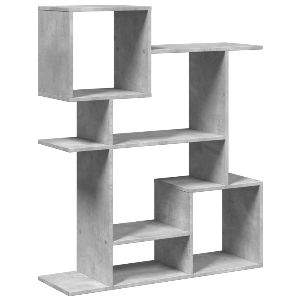 betonszürke szerelt fa elválasztó könyvespolc 92x29x112 cm