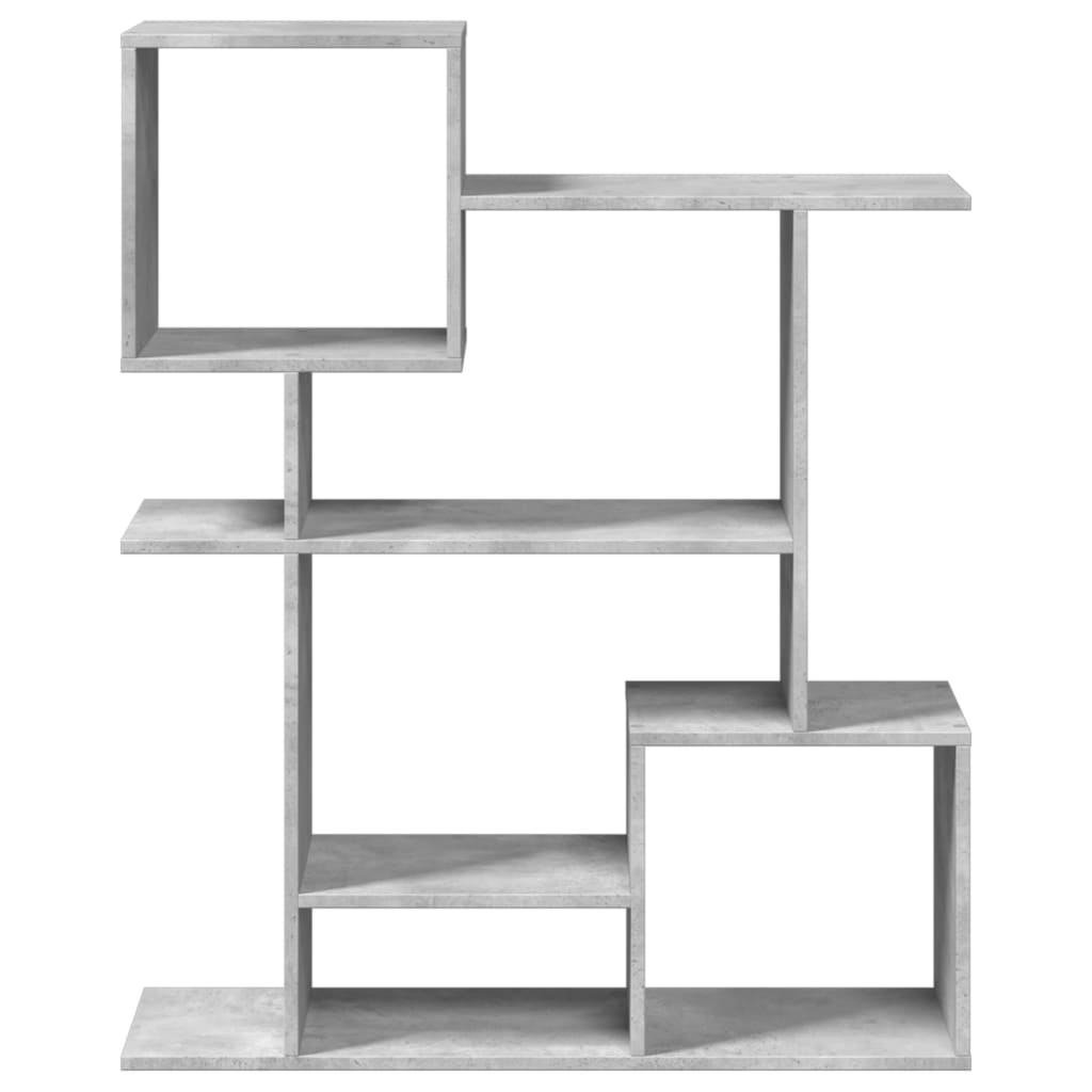 betonszürke szerelt fa elválasztó könyvespolc 92x29x112 cm