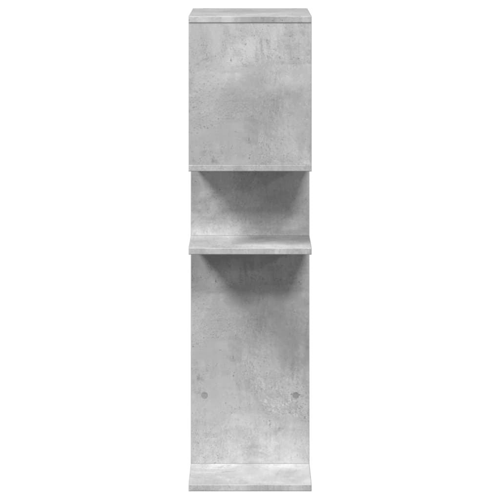 betonszürke szerelt fa elválasztó könyvespolc 92x29x112 cm
