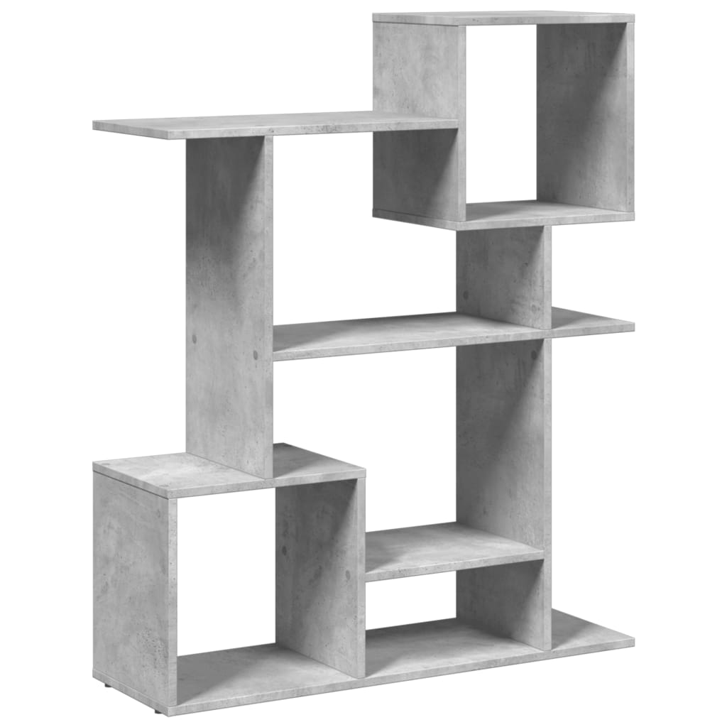 betonszürke szerelt fa elválasztó könyvespolc 92x29x112 cm