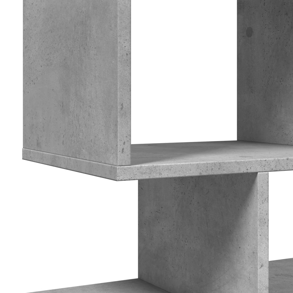 betonszürke szerelt fa elválasztó könyvespolc 92x29x112 cm