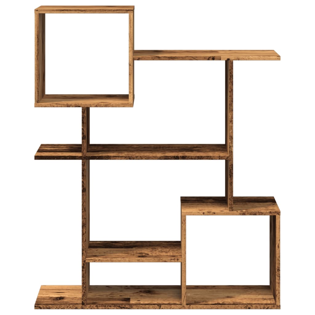 antik fa színű fa térelválasztó könyvespolc 92x29x112 cm