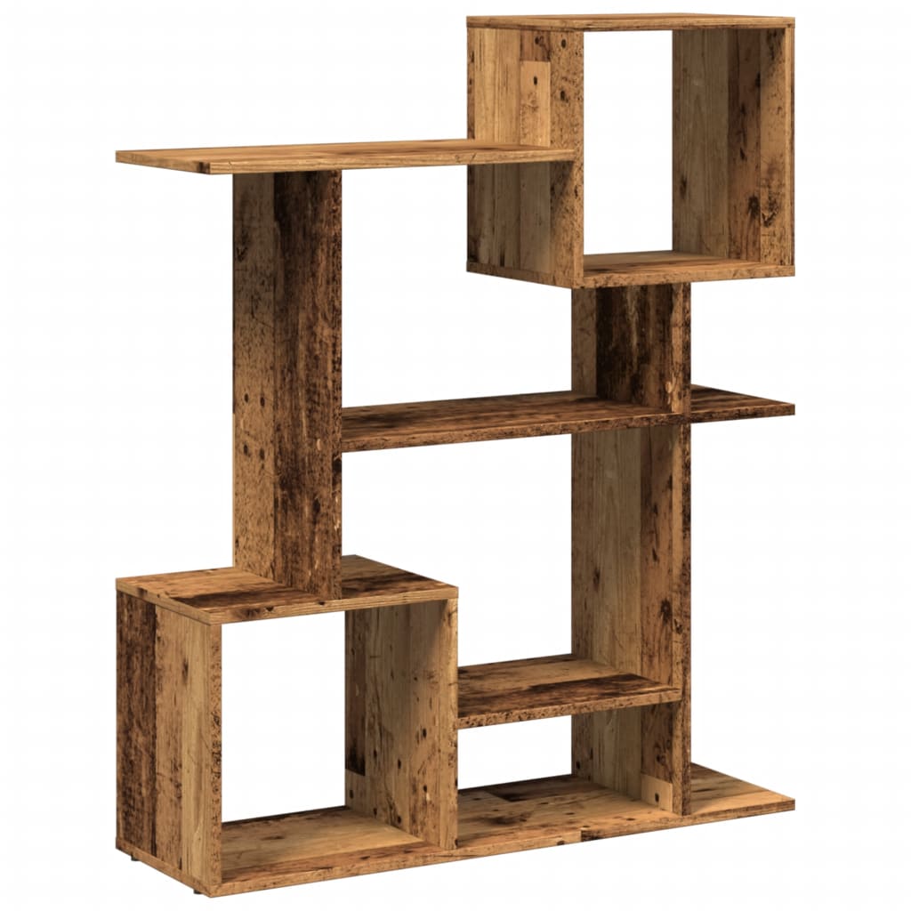 antik fa színű fa térelválasztó könyvespolc 92x29x112 cm