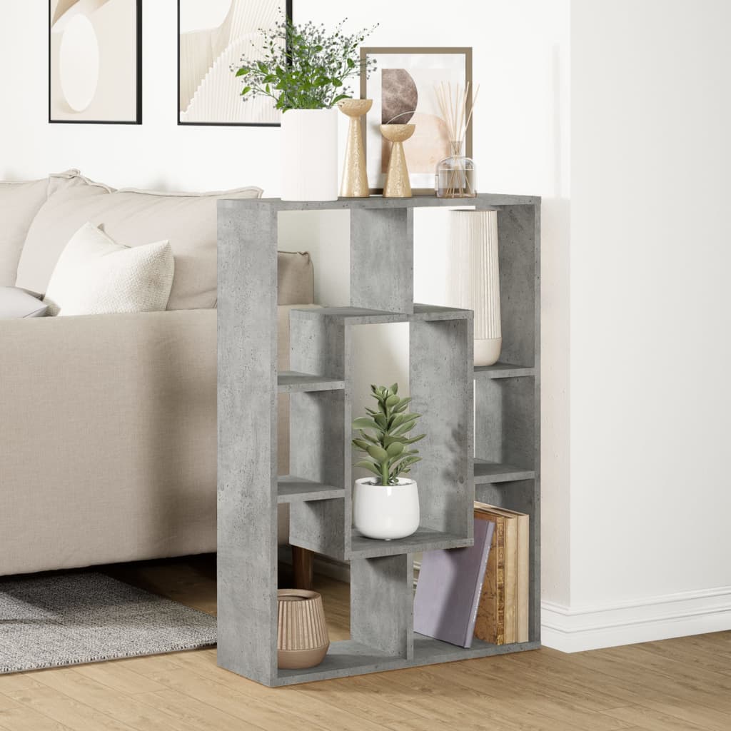 betonszürke szerelt fa könyvespolc 63 x 20 x 90 cm