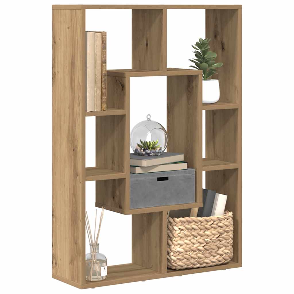 kézműves tölgy színű szerelt fa könyvespolc 63 x 20 x 90 cm