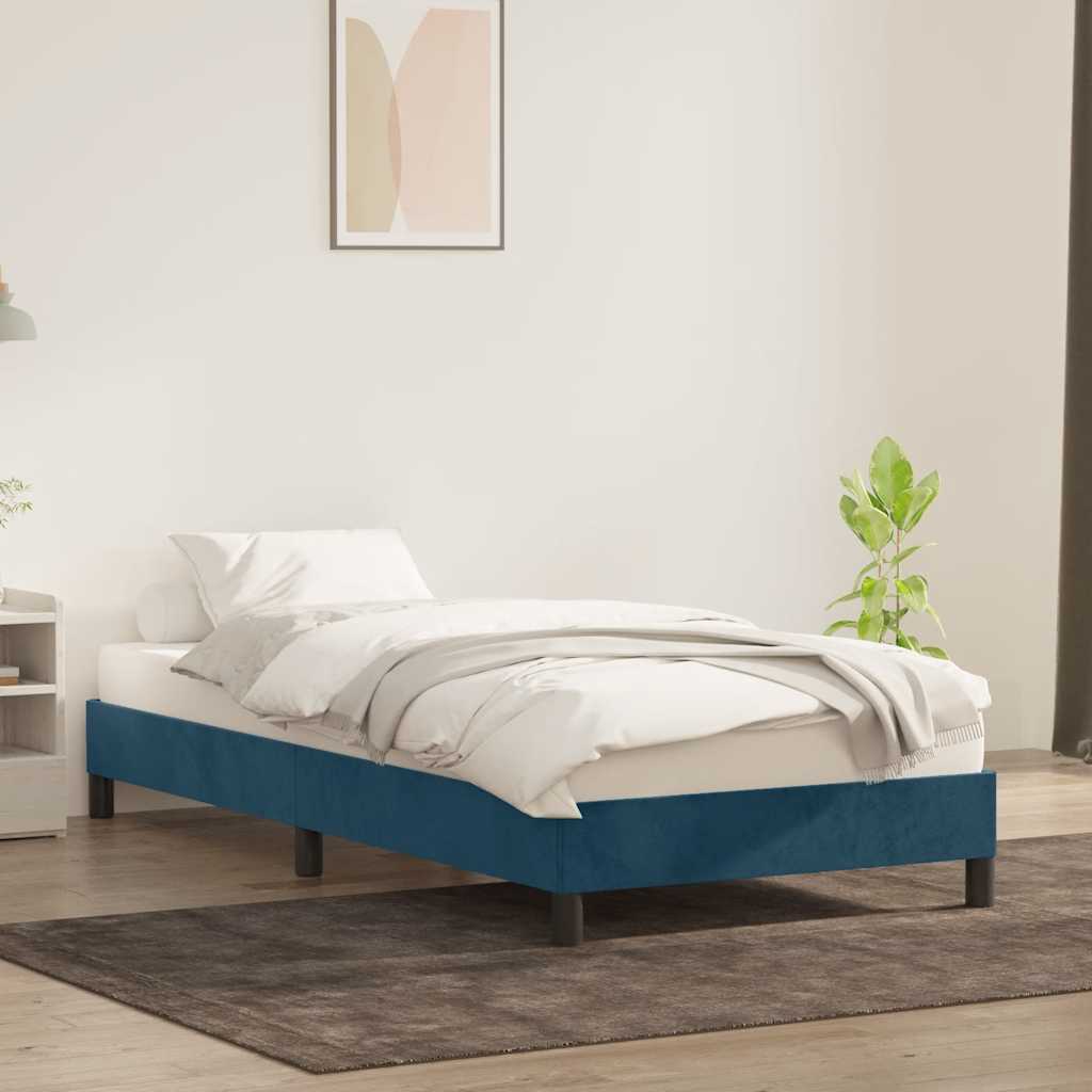 sötétkék bársony ágykeret matrac nélkül 80x210 cm