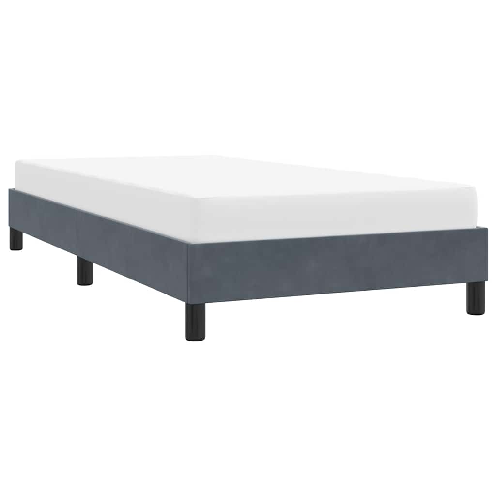 sötétszürke bársony ágykeret matrac nélkül 90x210 cm