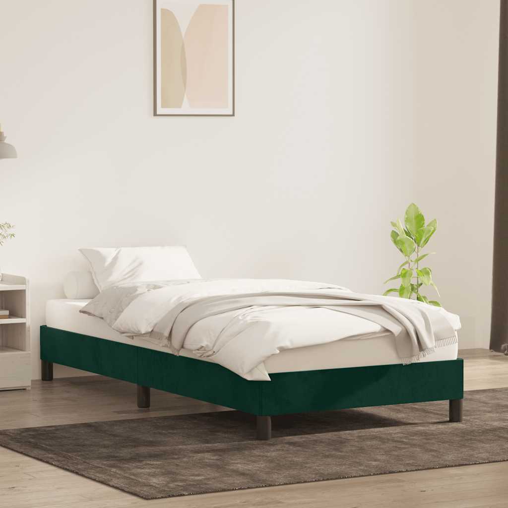 sötétzöld bársony ágykeret matrac nélkül 90x210 cm