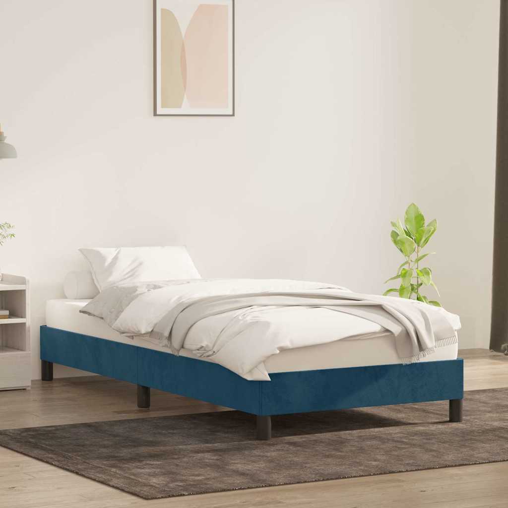 sötétkék bársony ágykeret matrac nélkül 90x210 cm