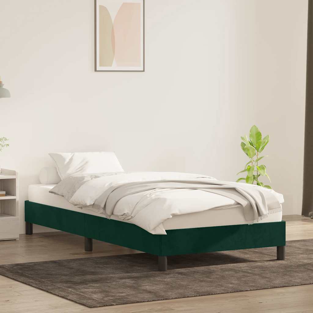 sötétzöld bársony ágykeret matrac nélkül 100x210 cm