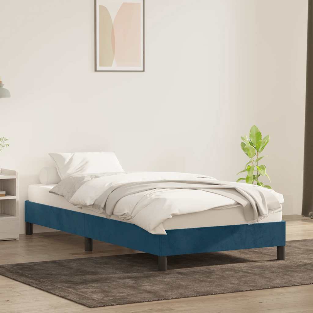 sötétkék bársony ágykeret matrac nélkül 100x210 cm