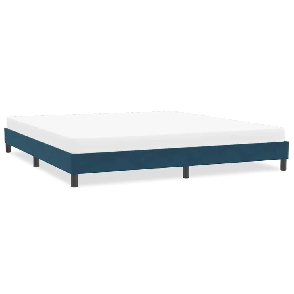 sötétkék bársony ágykeret matrac nélkül 200x210 cm