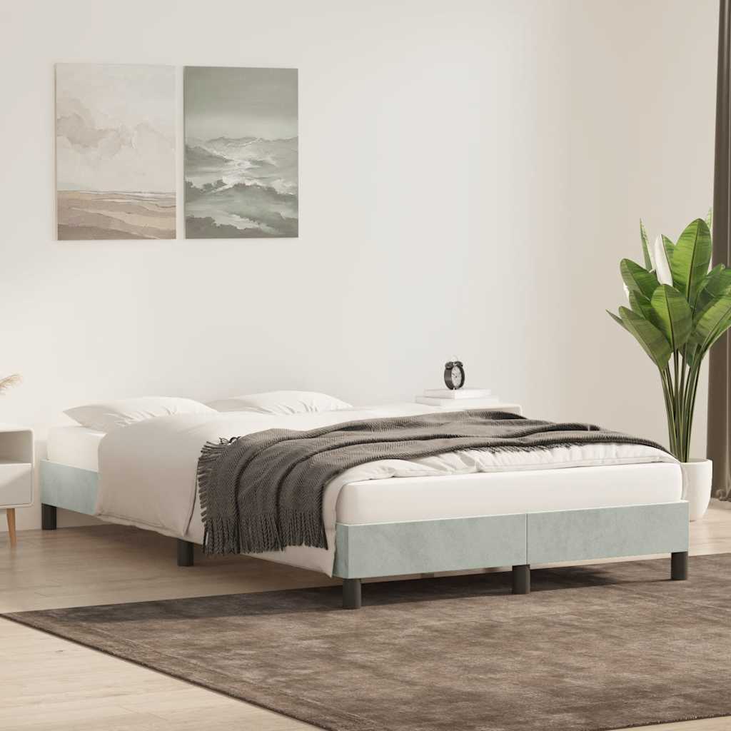 világosszürke bársony ágykeret matrac nélkül 80x220 cm