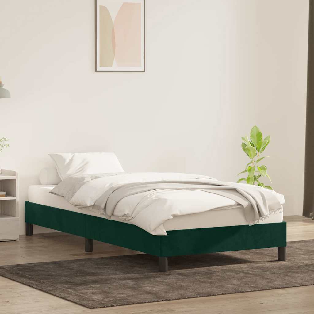 sötétzöld bársony ágykeret matrac nélkül 80x220 cm