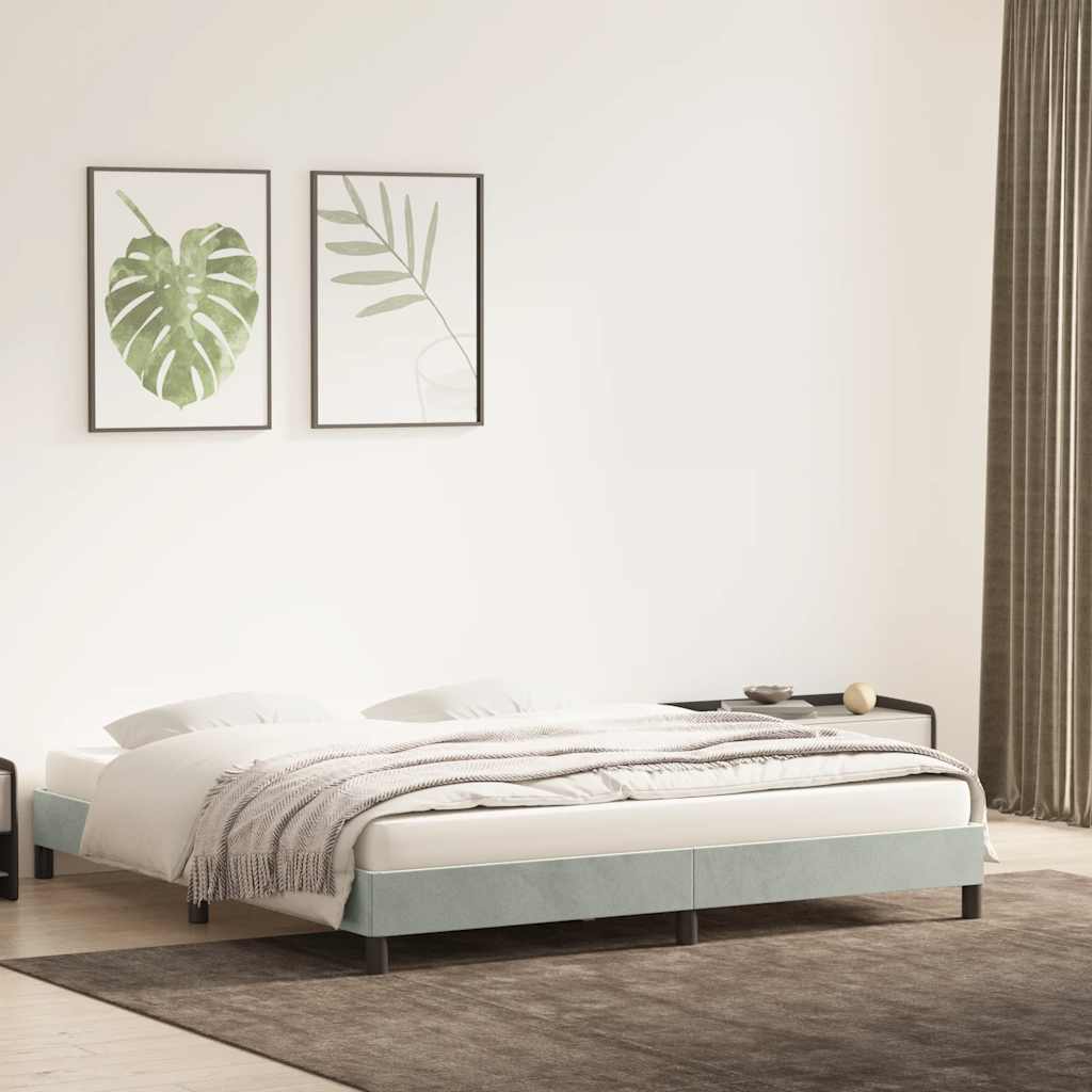világosszürke bársony ágykeret matrac nélkül 180x220 cm