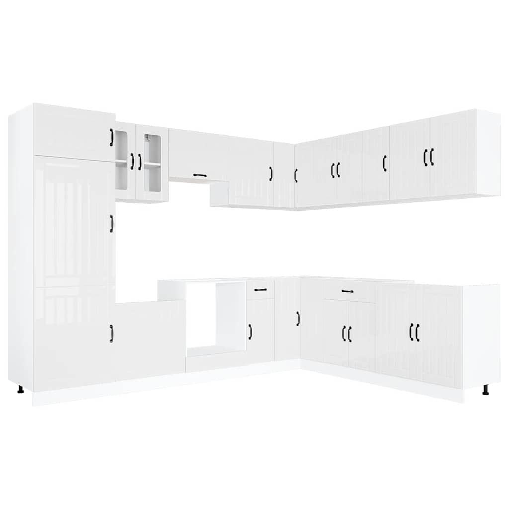 14 részes konyhai szekrény szett Lucca fényes fehér műfa