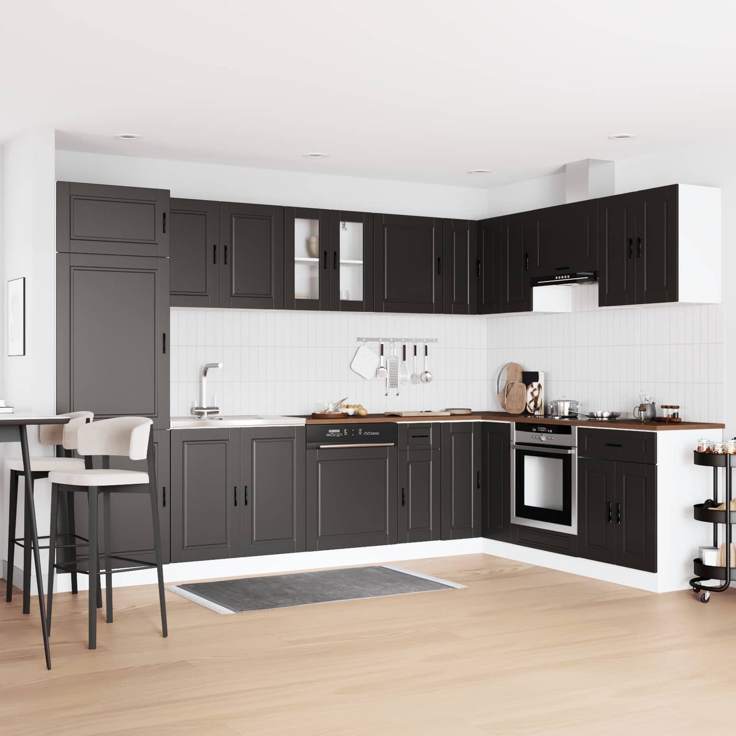 Mosogatószekrény Porto 2 db Fekete 80 x 46 x 81,5 cm Szerelt Fa